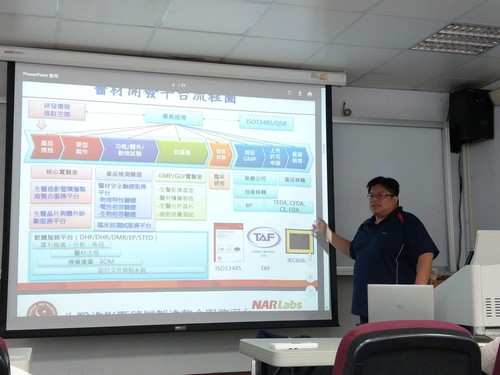 Dr. Chun-Ming Chang explain the process of medical material development platform